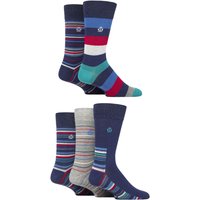 5 Pair Jeff Banks Striped Patterned Bamboo Cotton Blend Socks Stripe Multi 6 11