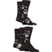 5 Pair Jeff Banks Striped Patterned Bamboo Cotton Blend Socks Pattern Charcoal 6 11