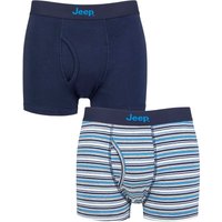 2 Pack Plain Striped Cotton Keyhole Trunks Navy Blue M