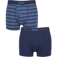 Mens 2 Pack Jeep Striped Cotton Rich Keyhole Trunks Navy / Blue Medium