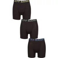 Mens 3 Pack Jeff Banks Plain Bamboo Trunks Black Yellow / Sage / Blue M