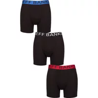 Mens 3 Pack Jeff Banks Plain Bamboo Trunks Black Blue / Black / Red M