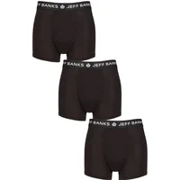 Mens 3 Pack Jeff Banks Plain Bamboo Trunks Black M