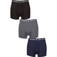3 Pack Jeff Banks Plain Bamboo Trunks Navy Charcoal S