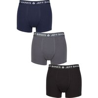 3 Pack Jeff Banks Plain Cotton Trunks Navy Charcoal L