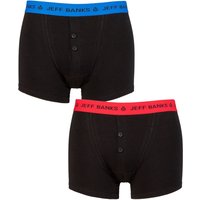 2 Pack Plymouth Button Cotton Boxer Shorts Blue Red L
