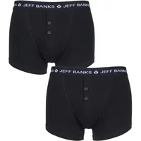 Mens 2 Pack Jeff Banks Plymouth Button Cotton Boxer Shorts Black XXXXXL