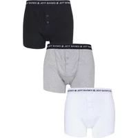 3 Pack Black / White / Grey Marlow Buttoned Boxer Shorts Men's Small - Jeff Banks