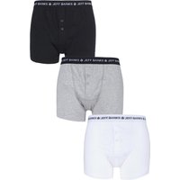 3 Pack White Grey Marlow Buttoned Boxer Shorts Large