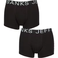 Mens 2 Pack Jeff Banks Cotton Trunks Black L