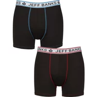 Mens 2 Pack Jeff Banks Sports Trunks Black M