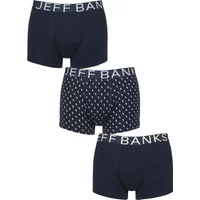 Mens 3 Pack Jeff Banks Cotton Patterned Trunks Navy Spots M