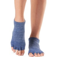 1 Pair Half Toe Organic Cotton Low Rise Yoga Socks Navy Blue S