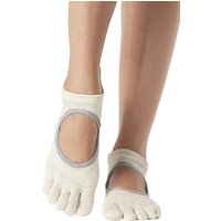 1 Pair Bellarina Full Toe Organic Cotton Open Front Yoga Socks Oatmeal M