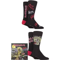 Iron Maiden 4 Pair Exclusive to SOCKSHOP Gift Boxed Cotton Socks Black 4-8 Ladies