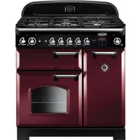 Rangemaster 116740 90cm Wide Classic Gas Range Cooker in Cranberry wit