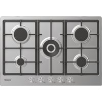 Candy CHG74WPX 75cm 5 Burner Gas Hob is St Steel Double Ring Burner