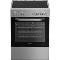 Indesit H6V5KMXUK 60cm Single Oven Electric Cooker in White 4 Zone Cer