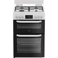 Hotpoint HDD6GDC2W 60cm Double Oven Dual Fuel Cooker with Glass Lid in