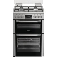 Hotpoint HDD6GDC2WX 60cm Double Oven Dual Fuel Cooker with Glass Lid i