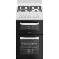 Hotpoint HDG5GCW 50cm Double Oven Gas Cooker with Glass Lid in White 5