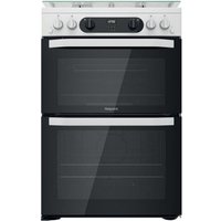 Hotpoint HDM67G0CCW 60cm Double Oven Gas Cooker in White 84 42L