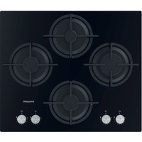 Hotpoint HGS61SBK 60cm 4 Burner Gas Hob on Black Glass Wok Burner