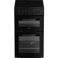 Hotpoint HTE5VCB 50cm Twin Cavity Electric Cooker in Black Ceramic Hob