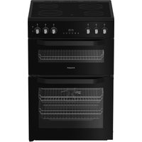 Hotpoint HTE6VDCB 60cm Twin Cavity Electric Cooker in Black Ceramic Ho