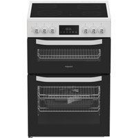 Hotpoint HTE6VDCW 60cm Twin Cavity Electric Cooker in White Ceramic Ho