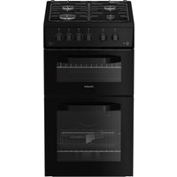 Hotpoint HTG5GCB 50cm Twin Cavity Gas Cooker in Black 59L