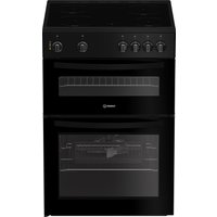 Indesit IDE6VMB 60cm Double Oven Electric Cooker in Black 4 Zone Ceram