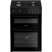 Indesit IDG6GB 60cm Double Oven Gas Cooker in Black 4 Gas Burners 72L