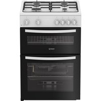 Indesit IDG6GW 60cm Double Oven Gas Cooker in White 4 Gas Burners 72L