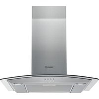Indesit IHGC6 5LMX 60cm Curved Glass Chimney Hood in St Steel 3 Speed