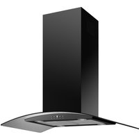 Culina ISLA90BK 90cm Curved Glass Island Chimney Hood in Black