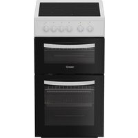 Indesit ITE5VMW 50cm Twin Cavity Electric Cooker in White Ceramic Hob