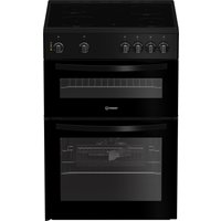 Indesit ITE6VMB 60cm Twin Cavity Electric Cooker in Black Ceramic Hob