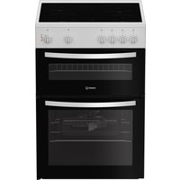 Indesit ITE6VMW 60cm Twin Cavity Electric Cooker in White Ceramic Hob