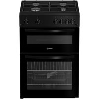 Indesit ITG6GB 60cm Twin Cavity Gas Cooker in Black 4 Gas Burners 72 L