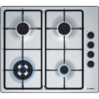 Bosch PBH6B5B60 Series 2 60cm 4 Burner Gas Hob Brushed Steel Wok Burne