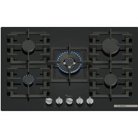 Bosch PPQ7A6I40 Series 6 75cm 5 Burner Gas Hob in Black Glass Wok