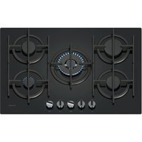 Neff T27PIQ4S0 N70 75cm 5 Burner Gas Hob in Black Glass Wok Burner