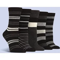 Women's Bamboo Socks 5 Pack – Soft, Lightweight Striped Bamboo Socks | Spairs Black / Charcoal 4-8
