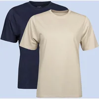Women's Bamboo T-Shirts 2 Pack – Soft, Breathable Bamboo Crew Neck Tees | Spairs Navy / Oatmeal 16