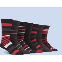 Men's Everyday Socks 7 Pack – Lightweight, Striped Socks | Spairs Black / Berry 6-11 Mens