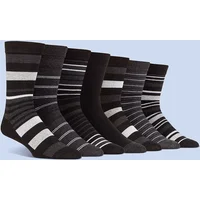 Men's Everyday Socks 7 Pack – Lightweight, Striped Socks | Spairs Black / Charcoal 6-11 Mens