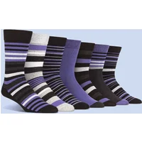Men’s Everyday Socks 7 Pack – Lightweight, Colourful Striped Socks | Spairs Black / Purple 6-11 Mens
