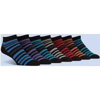 Men’s Trainer Socks 7 Pack – Lightweight, Bright Low-Cut Fit | Spairs Black Stripe 6-11 Mens