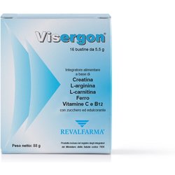 Visergon Integratore Alimentare a base di Creatina, Arginina, Carnitina, Magnesio, Potassio, Zinco, Ferro e Vitamine - Stanchezza e affaticamento. Adatto a adulti e sportivi, 16 bustine da 5,5 g Visergon Integratore Alimentare a base di Creatina, Arginina, Carnitina, Magnesio, Potassio, Zinco, Ferro e Vitamine - Stanchezza e affaticamento. Adatto a adulti e sportivi, 16 bustine da 5,5 g